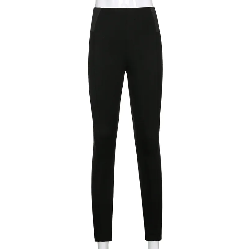 Svart Y2K Sweatpants Kvinna Joggare Kvinnors Sportbyxor Stretch High Waist Fashion Skinny Leggings Långbyxor Capris 210510