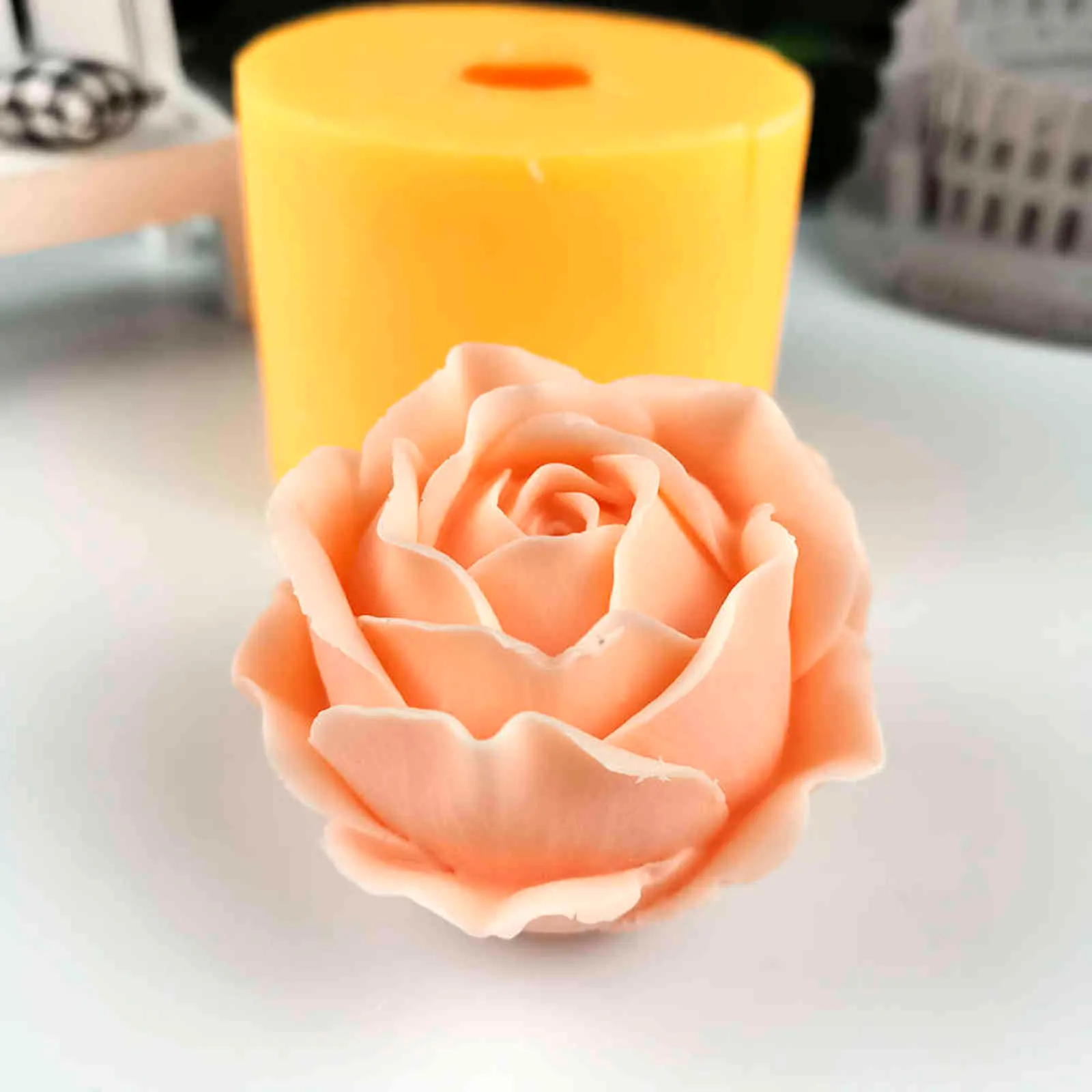 HC0291 PRZY Rose Fleur Moule Décoration Plante Savon Moules Fleurs Moules Silicone Blooming Rose Bougie Moules Bouquet Fabrication Argile 211110