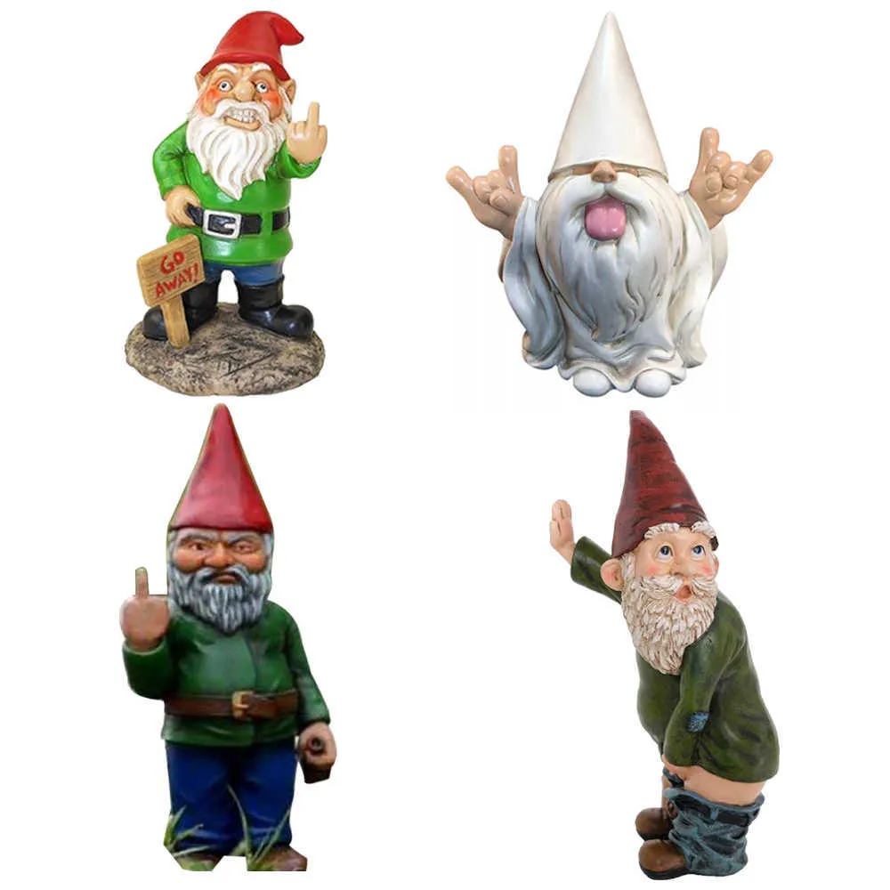 Żywica niegrzeczny ogród gnome statua świąteczna ubiera