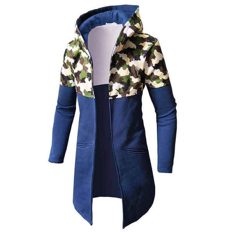 Herfst Winter Hoodie Sweatshirt Mannen Casual Camouflage Cardigan Lange Mouwen Mens Hoodies Sweatshirts Lange Jas Sweat Homme 211106