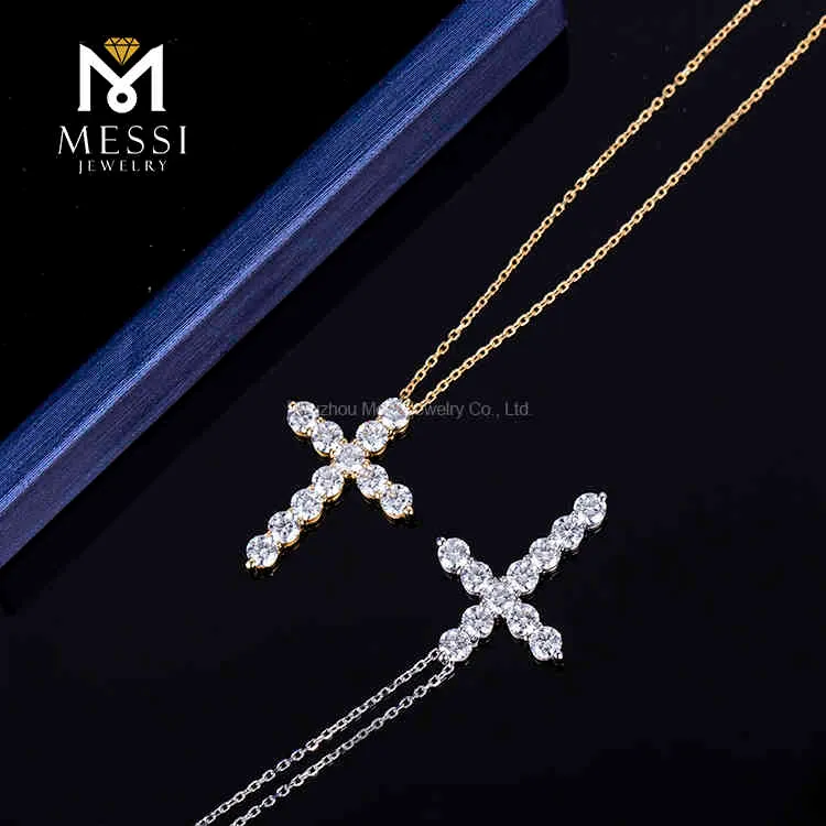 MSI Fashion HipHop14K Real White Gold Yellow Gold Lab Diamond Necklace278Z4619726