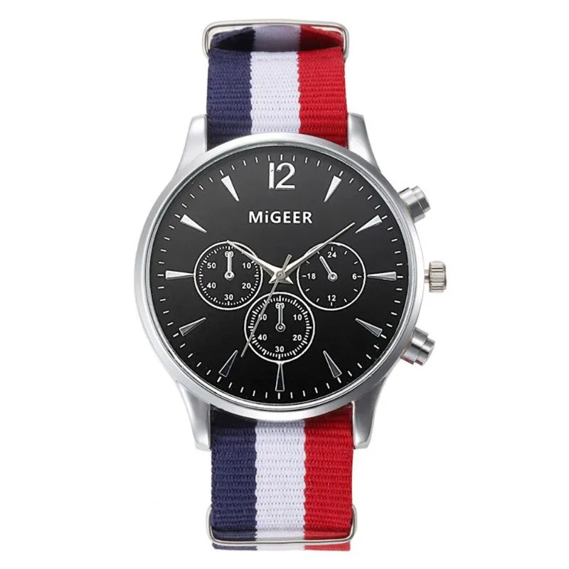 腕時計のファッション快適な高級キャンバスメンズアナログウォッチ腕時計Relogio Masculino308M
