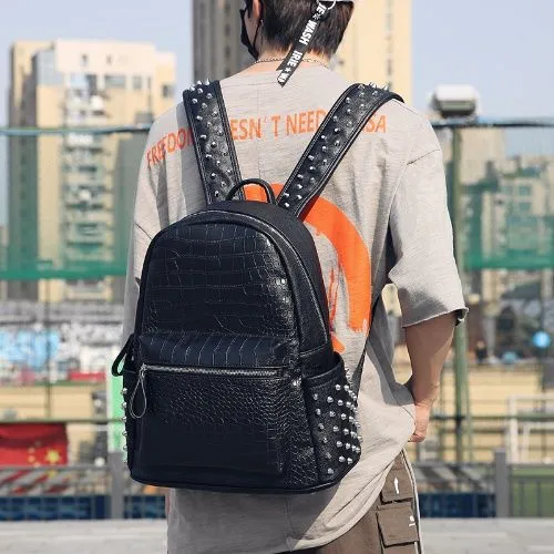 한국어 악어 패턴 박힌 된 배낭 유행 배낭 컴퓨터 가방 학생 schoolbag 남성과 여성 커플 가방 조수 배낭
