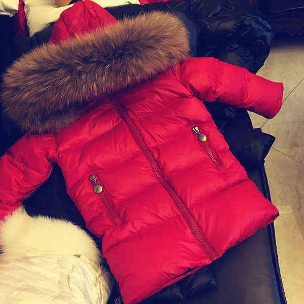 Dzieci Coat Baby Boys and Girls Down Jacket Naturalny szop fur