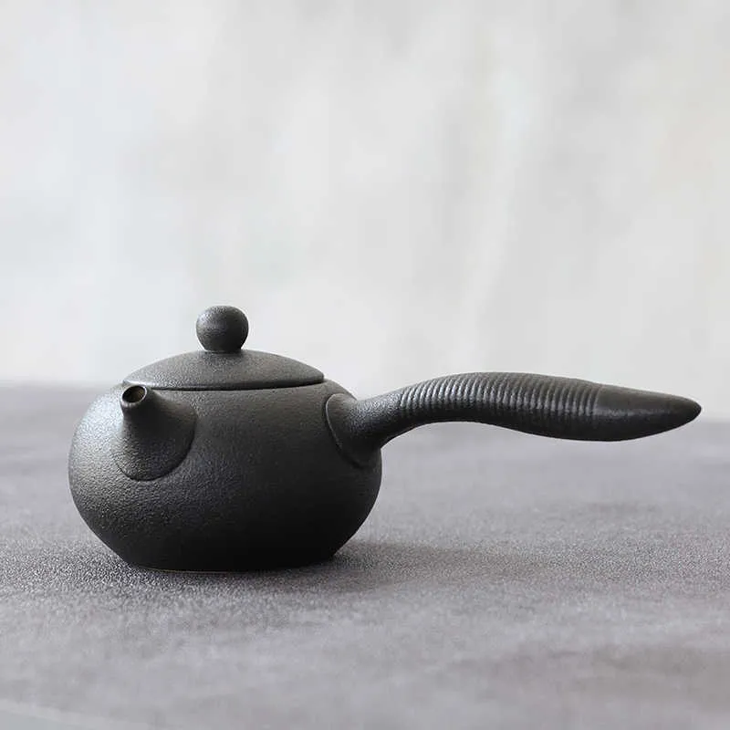 LUWU black ceramic kyusu teapot kettle pot chinese kung fu sets 150ml 2108132327003