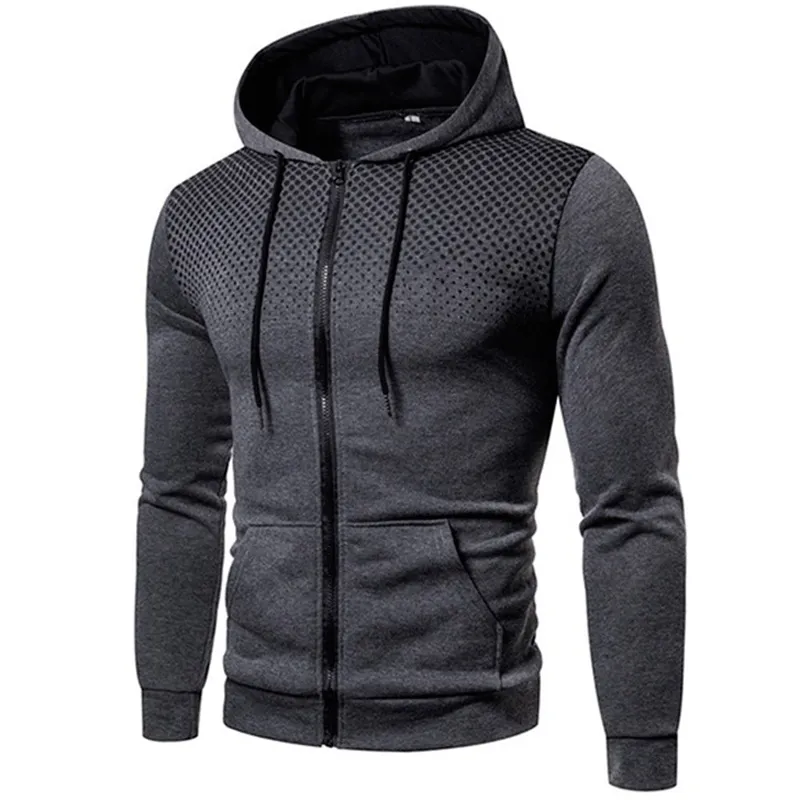 Mäns Jacka Sweatshirt Windbreaker Running Fitness Zipper Hooded Drawstring Top Långärmad Breathable Warm Trench Coat 3XL 210515