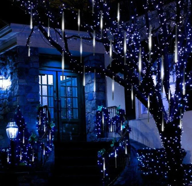 متعدد الألوان 30 سم النيزك أنابيب المطر السلاسل AC100-240V LED أضواء عيد الميلاد حفل زفاف حديقة عيد الميلاد الضوء الخارجي 273W