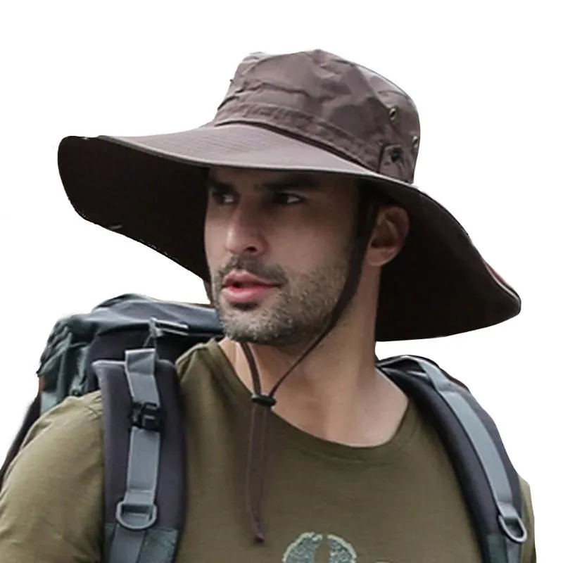 Geniş Memlu Şapkalar Erkekler Balıkçı Şapka Balıkçılık Kapağı Safari Ekstra örgü astar Katlanabilir Taşınabilir Paketlenebilir Güneş Seyahat 066F238O