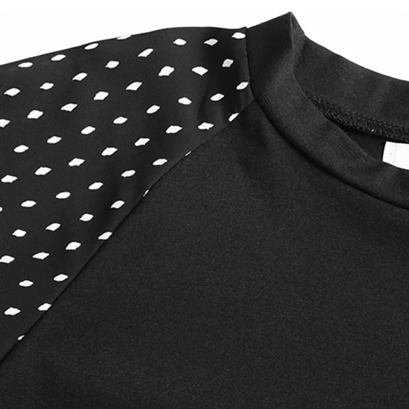 [EAM] T-shirt casual da donna stampata a pois neri di grandi dimensioni girocollo mezza manica moda primavera estate 1DD7775 21512