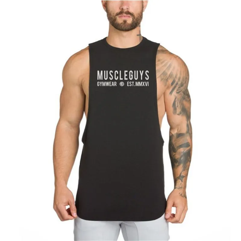 Muscleguysブランドフィットネスタンクトップメンズアンダーシャツノースリーブシャツ夏の特大マッスルボディビルディングベストストリートウェアトップ210421