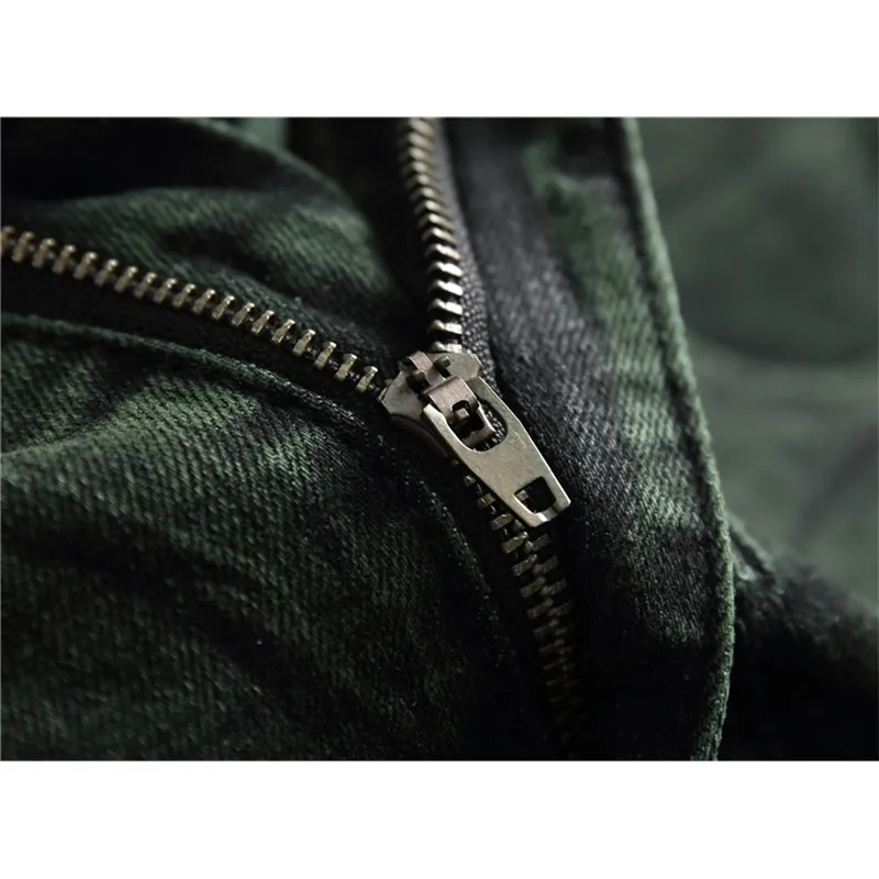 Men's Green Hip Hop Biker Jeans Vernietigd Fry Sneeuwvlokken Slim Fit Denim Broek Elastische Streetwear, 6671