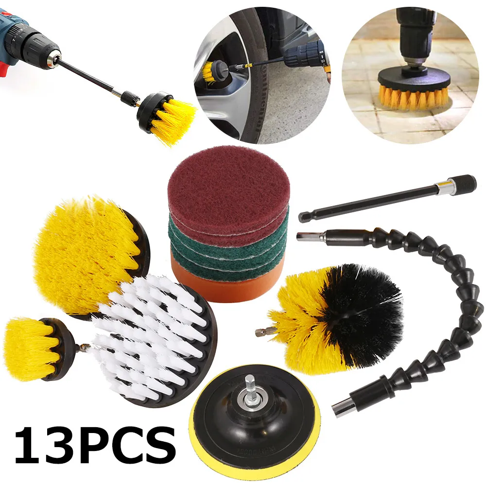10 Electric Drill Brush Scrub Pads Grout Power Drills Scrubber Cleaning Brush Tub Cleaner Tools for Carpet Glass Car Clean 210329