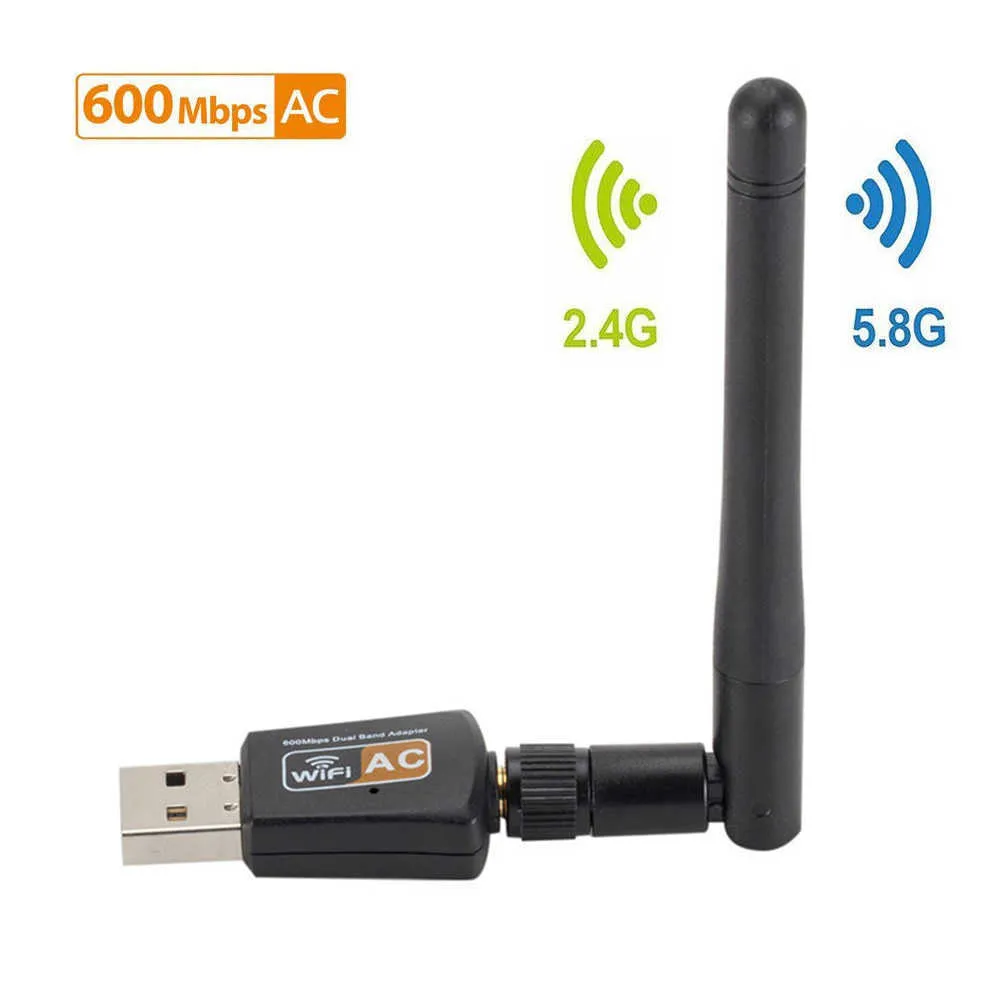 Çift Bant 600M 2.4 / 5.8 GHz WiFi Alıcı USB Ağ Kartı Adaptörü ile Anten 2.4G 5G