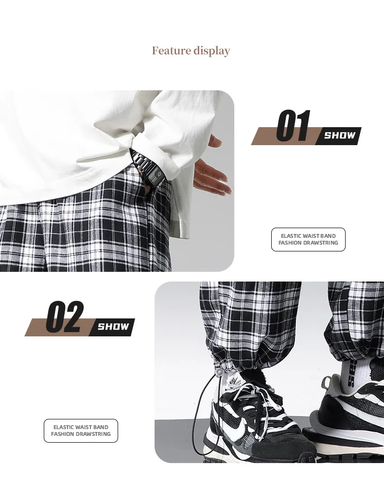 Herbst Plaid Hosen Männer Mode Lose Hip Hop Casual Hosen Koreanischen Männlichen Harem Hosen Alle-spiel Komfortable Jogger Streerwear