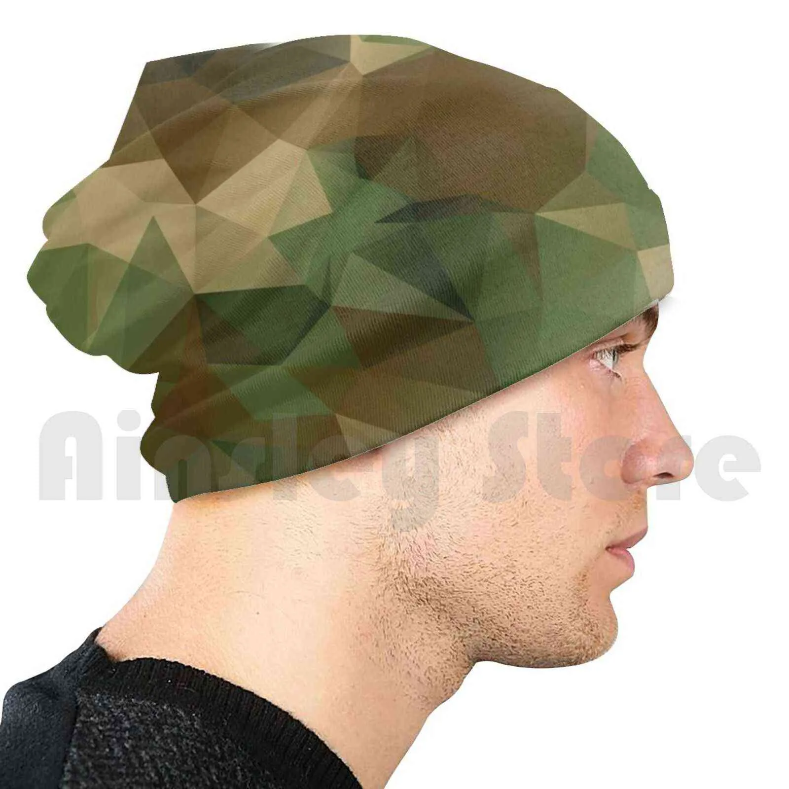 Polygone Camouflage Bonnets Tricot Chapeau 1605 Bonnets Imprimer Polygone Camouflage Camo Low Poly Abstrait Camo Motif Y21111