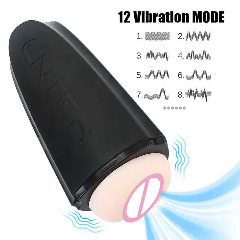 NXY Sex Masturbators 20cm 3d Vagin Réel Chatte Gland Sucer Pénis Pompe Vibrateurs pour Hommes Exerciseur Jouet Masturbation Masculine Coupe Érotique Machine Shop 220127