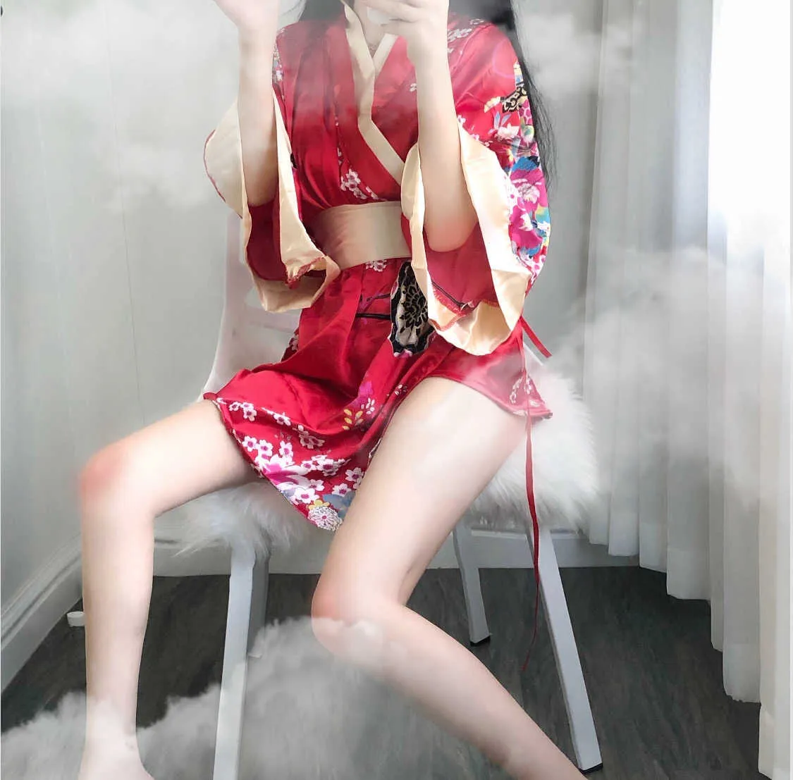 Japanische Retro Kimono Robe Cos Versuchung Lose Uniform Unterwäsche Bademantel Nachtwäsche Frauen Dressing Kleider Nachtwäsche Pyjamas 210901