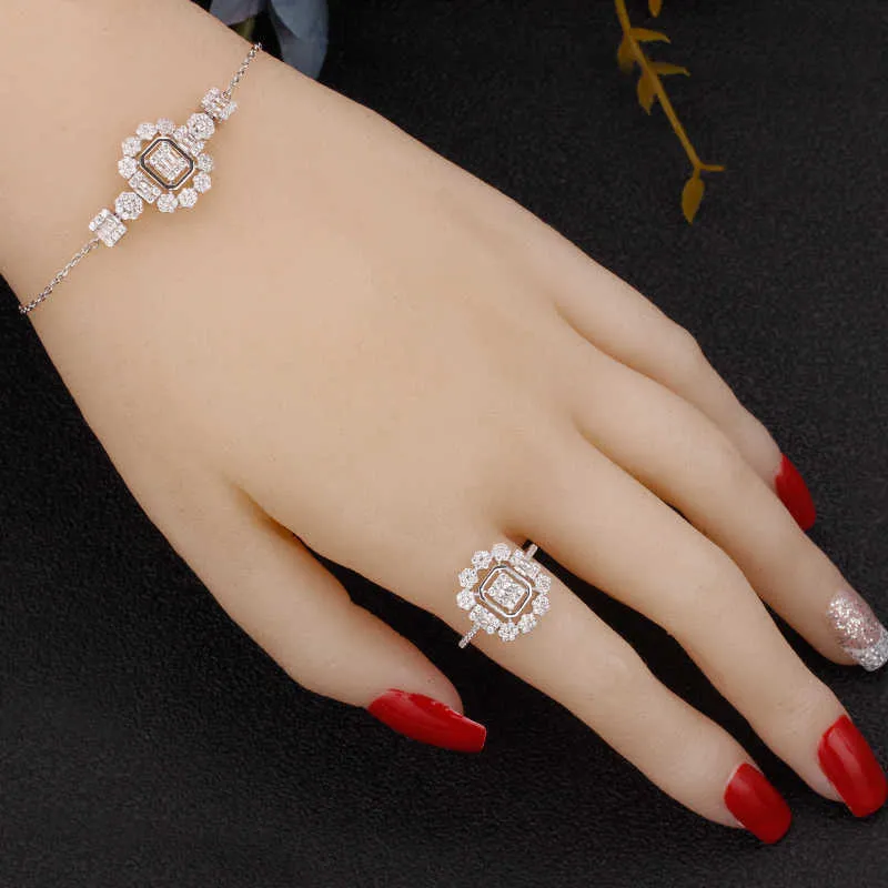 Bride Talk – ensemble de bijoux tendance, joli ensemble de 4 pièces, pour mariage, fiançailles, bague brillante en zircone cubique, accessoires pour femmes, H1022