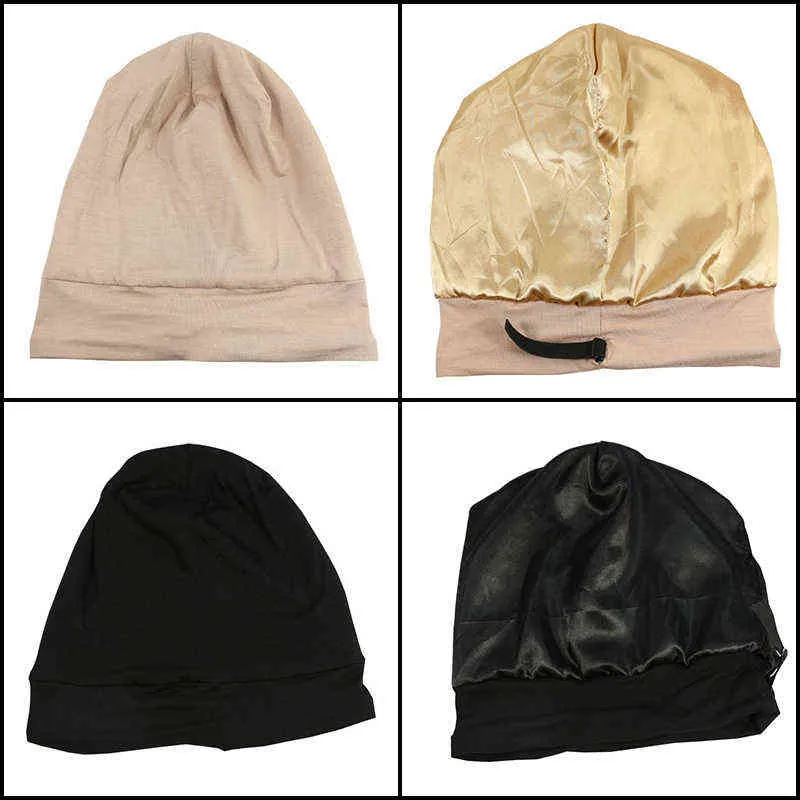 WEOOAR регулируемая атласная шапка на подкладке для женщин и мужчин, шелковая атласная шапка для волос, ночная шапочка для сна, хлопковая шапка-бини с капюшоном MZ226 220124245p