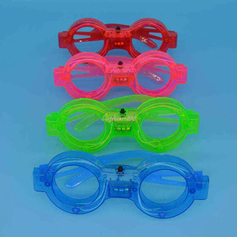 12 шт. Взрослых детей светодиодные очки легкие солнцезащитные очки Mardi Gras свечение в темных затворах оттенки неоновые флэш рождественский день рождения 2022 211216