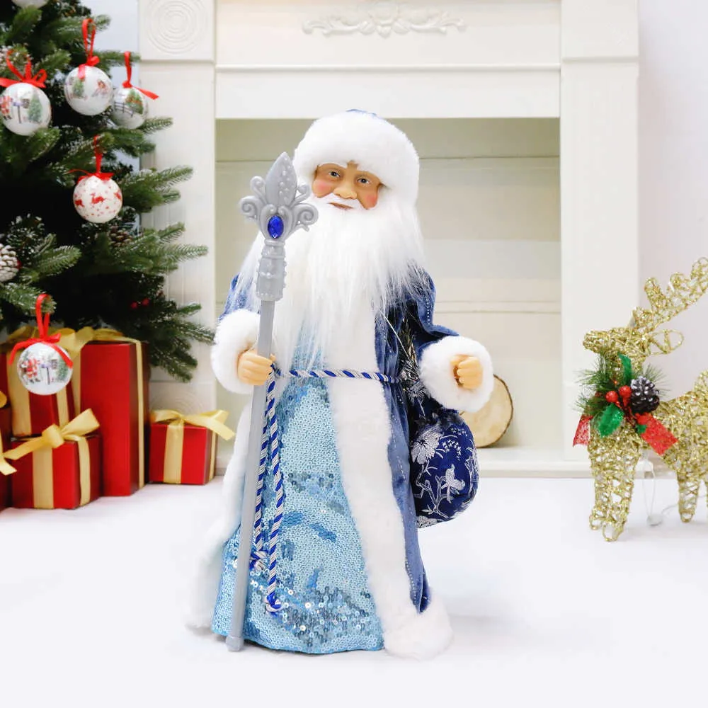 Elektrische Santa Claus Snow Maiden Musical Dolls Pluche Speelgoed Kerstboom Ornamenten Decoratie Figuren Home Decor Gift Navidad 211018