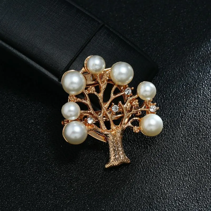 ピン、ブローチファッションシンプルシルクスカーフバックルラインストーン模造真珠のクリスマスツリーブローチデュアル使用