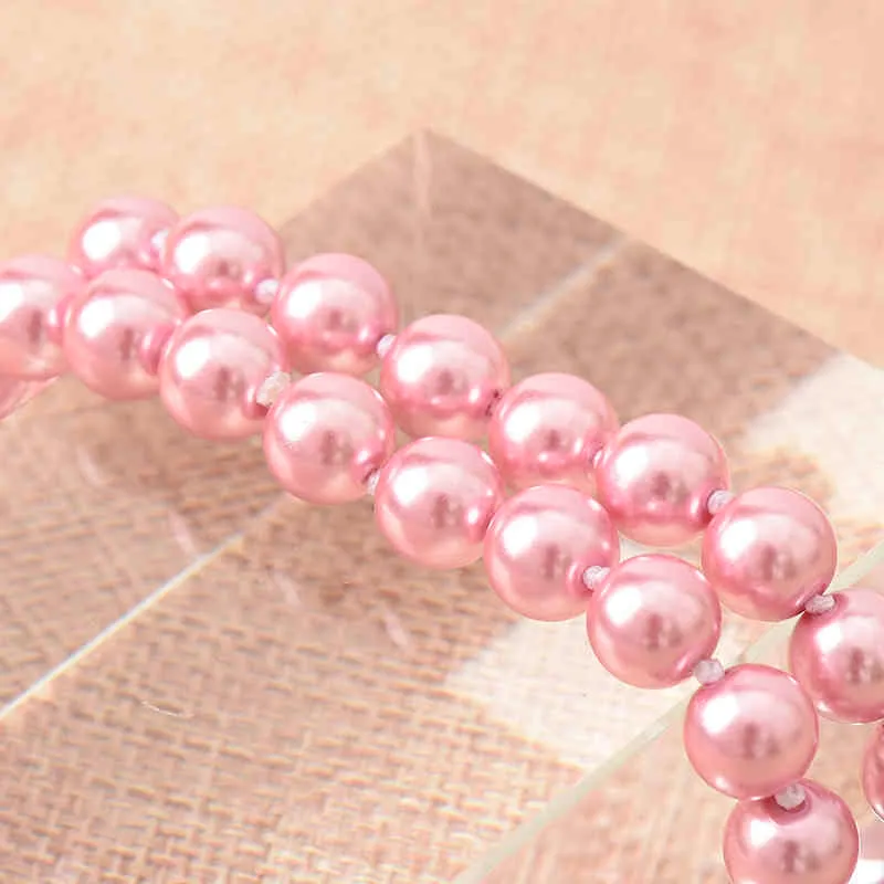 Glouries Rosa Perlen 8mm Größe Für Diy Lange Imitation Perlen Verzauberte Halskette 36 zoll Weiblichen Schmuck Ganze H862