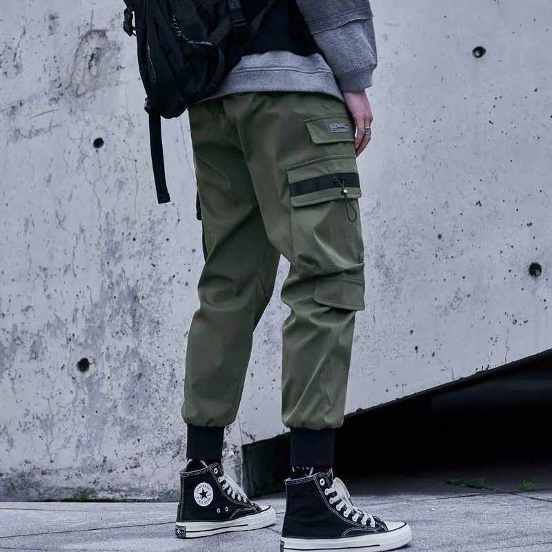 Single Road Mens Cargo Spodnie Mężczyźni Moda Techwear Joggers Mężczyzna Hip Hop Japanese Streetwear Spodnie Jogging Spodnie dla mężczyzn 210714