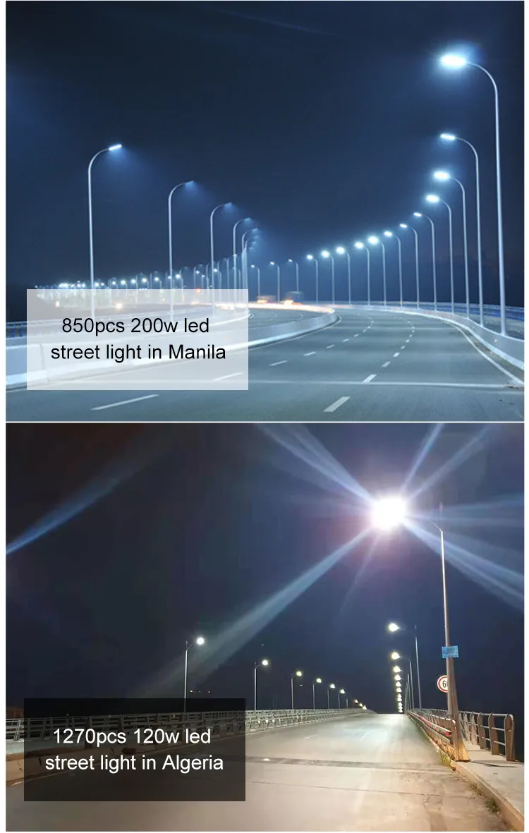 Éclairage extérieur haut pôle LED steet lumière 100W 150W 200W 250W 300W éclairage routier LED bras de sélection lumières réverbères étanches IP6254B
