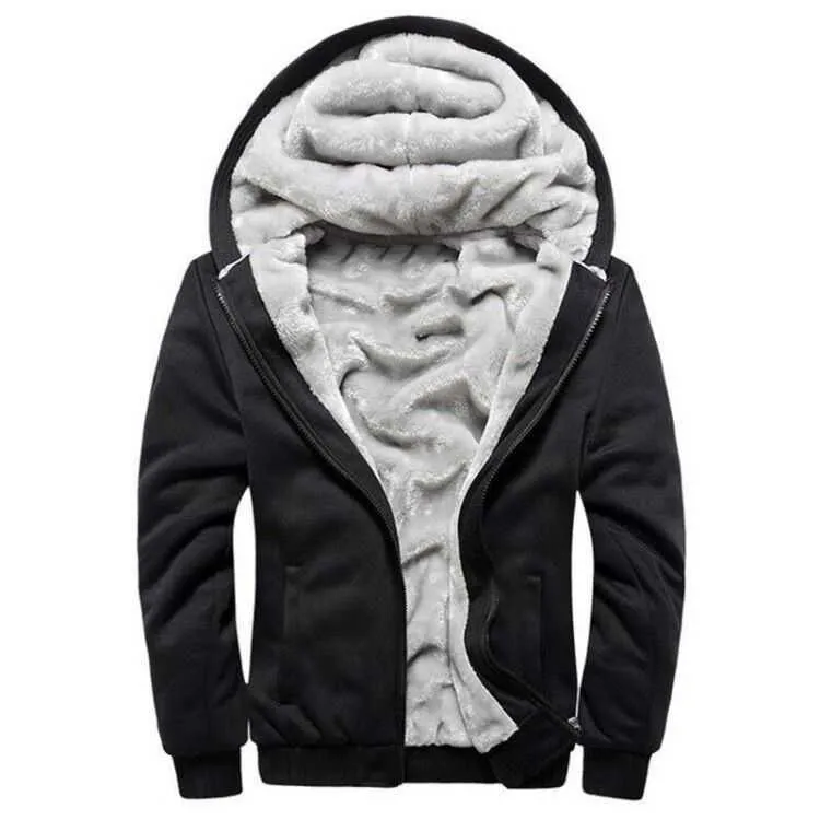 Hommes Zipper Sweats à capuche Veste Hommes Hiver Manteau chaud Fourrure Doublée Polaire Sweats à capuche Homme Sweat à capuche Colorblock Vestes pour hommes 210603