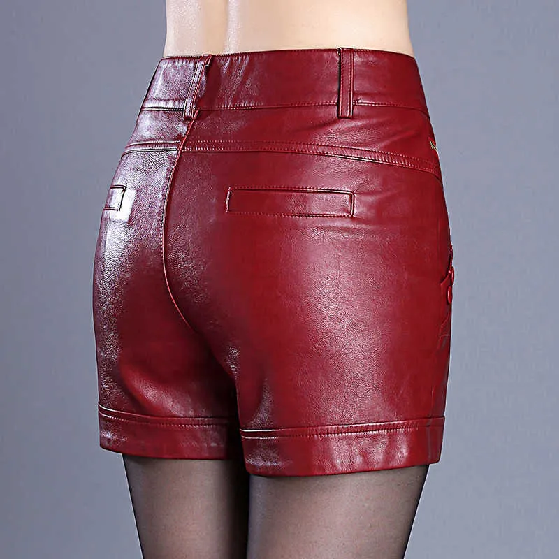 Плюс размер 6xL кожаные шорты женщины осень зима PU сексуальная прямая стройная высокая талия короткая Femme C5663 210719