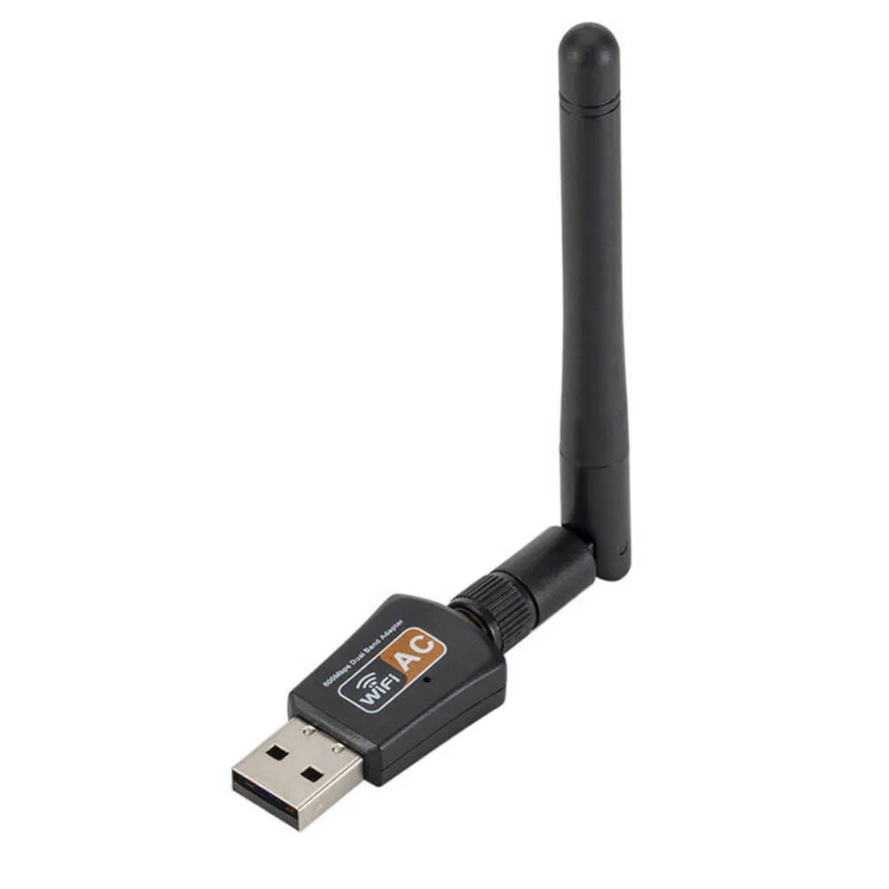 Dual Band 600m 2.4/5.8 GHz WiFi -mottagare USB -nätverkskortadapter med antenn 2.4G 5G