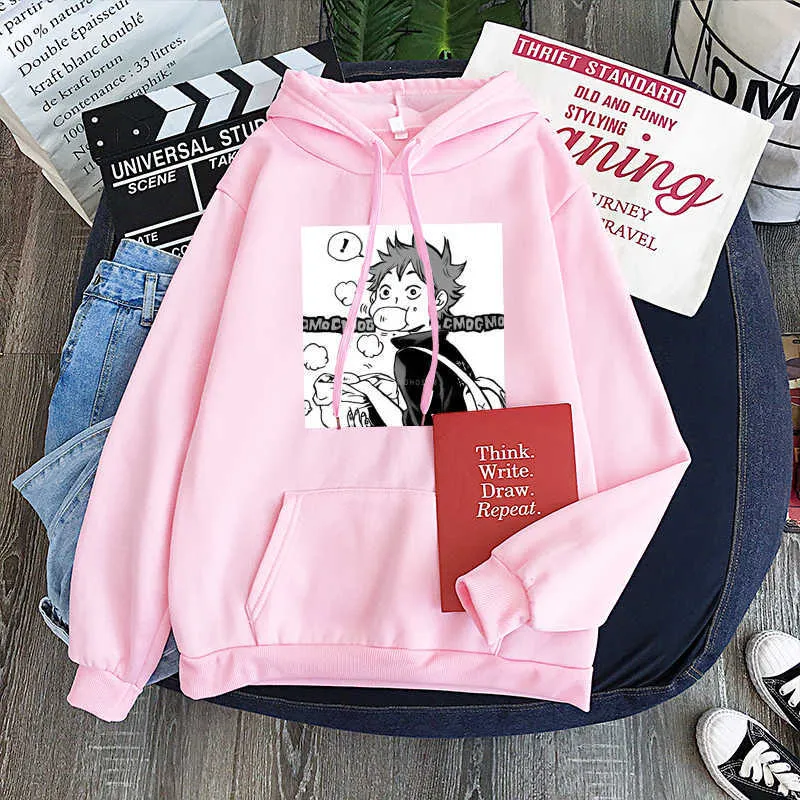 Janpanese Anime Haikyuu Hinata Shoy Sudaderas con capucha Sudaderas Hombres / Mujeres Impresión de dibujos animados divertidos Kawaii Manga Sudaderas con capucha de invierno de gran tamaño Y0816