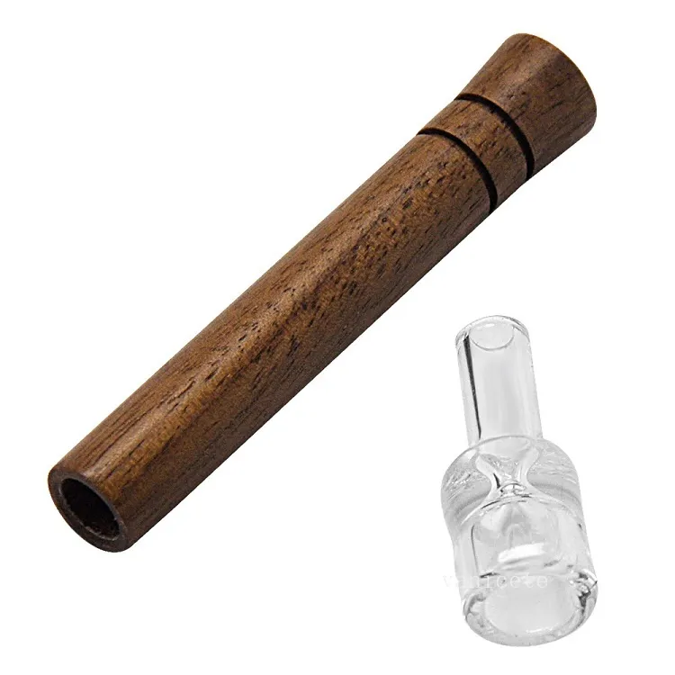 Accessoires pour fumeurs 98mm Herb Grinder Pipe à tabac en verre en bois créatif avec buse amovible en noyer Pipes droites portables pour fumer au bord de la mer T2I52692