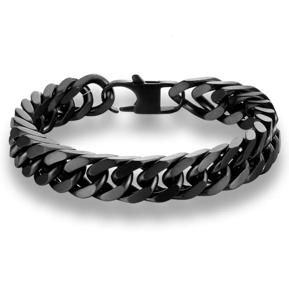 Hochwertiges neues Lassa-Schwarz-Armband aus Stahl für Herren, Persönlichkeit, Charm, quadratischer Verschluss, Armband 7202940317