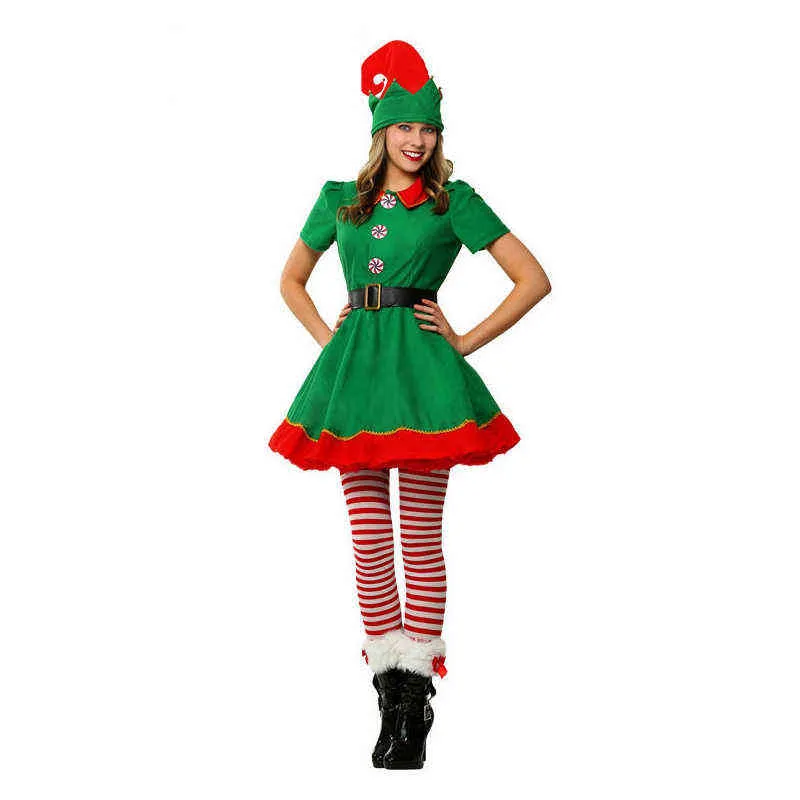 Juloutfit Flickor Semester Elvdräkt Familj Pojke Föräldrar Julkläder Förälder-Barnoutfit Cosplay Julklänning H1105