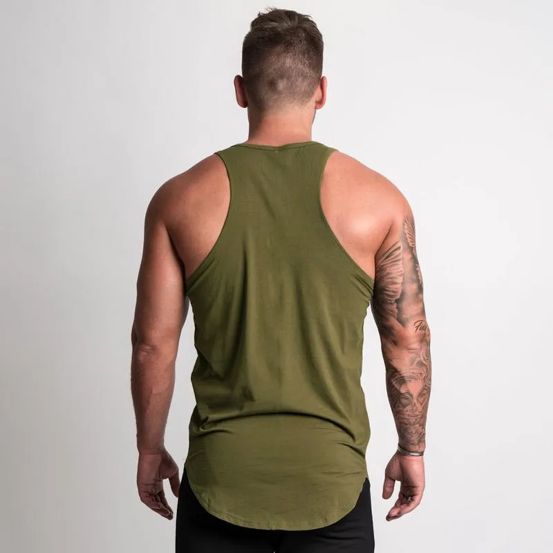 Muscleguys Brand Men Gym Clothing Bodybuilding Stringer Tank Top Men Fitness Singlet Sleeveless Shirt Solid Cotton Muscle Vest 210421