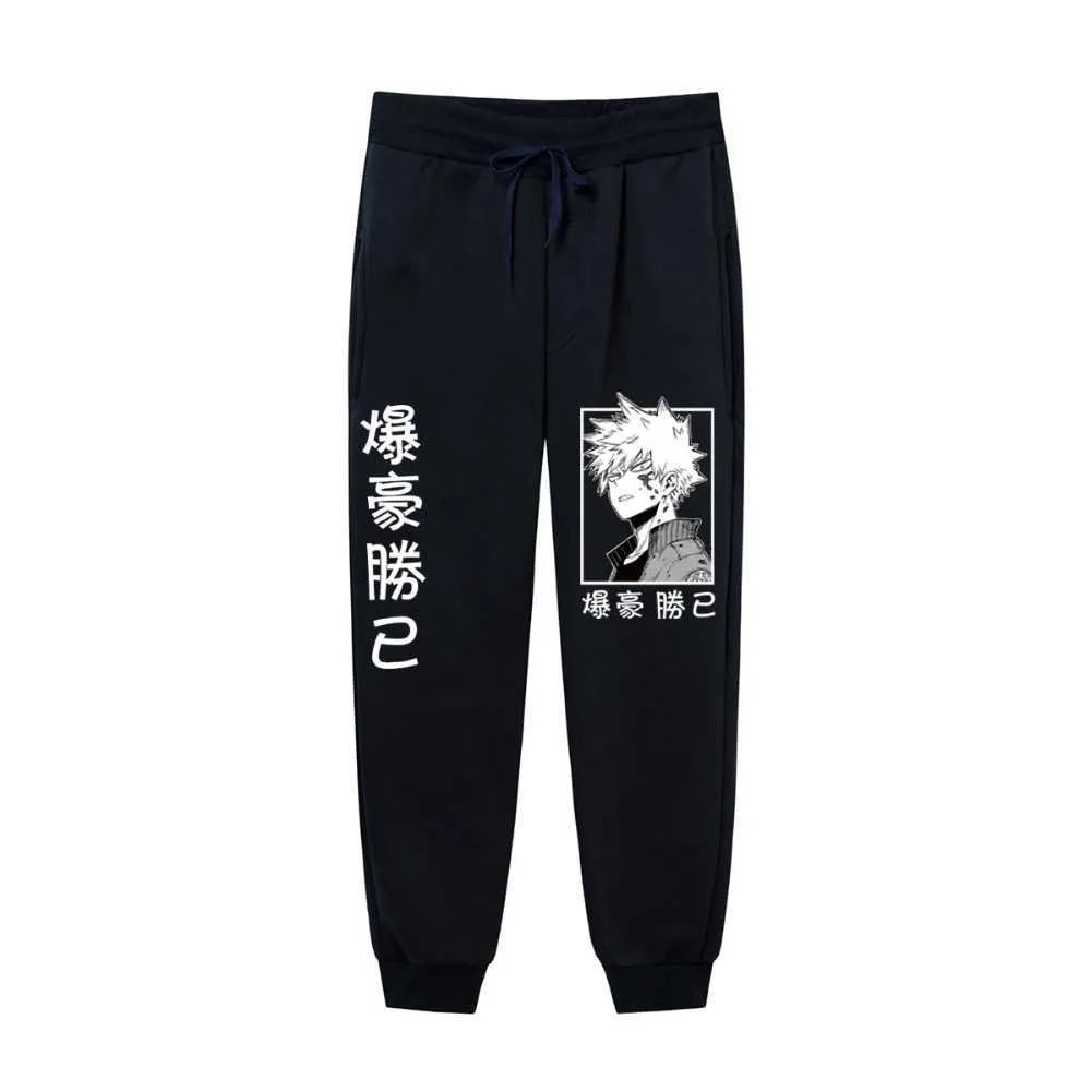 Pantaloni della tuta da uomo invernali e autunnali stampa anime my hero academia katsuki bakugo pantaloni sportivi casuali Harajuku X0615
