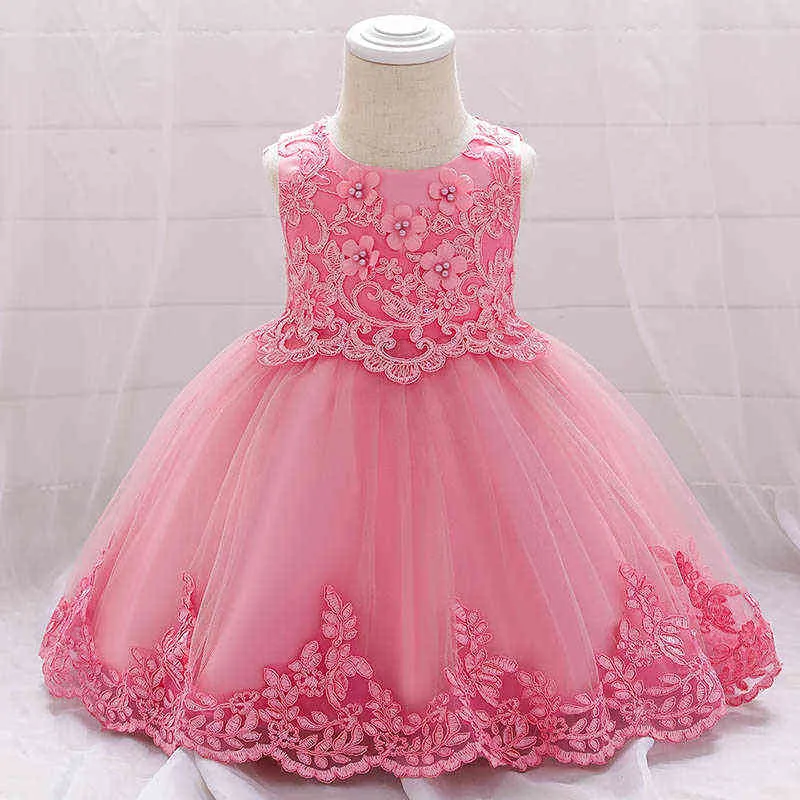 2020 Summer Baby Girl Robe Première robe d'anniversaire pour les vêtements de fille Fleur de fleurs robe princesse robe de baptême robes de baptême de 3-24 mois G1129