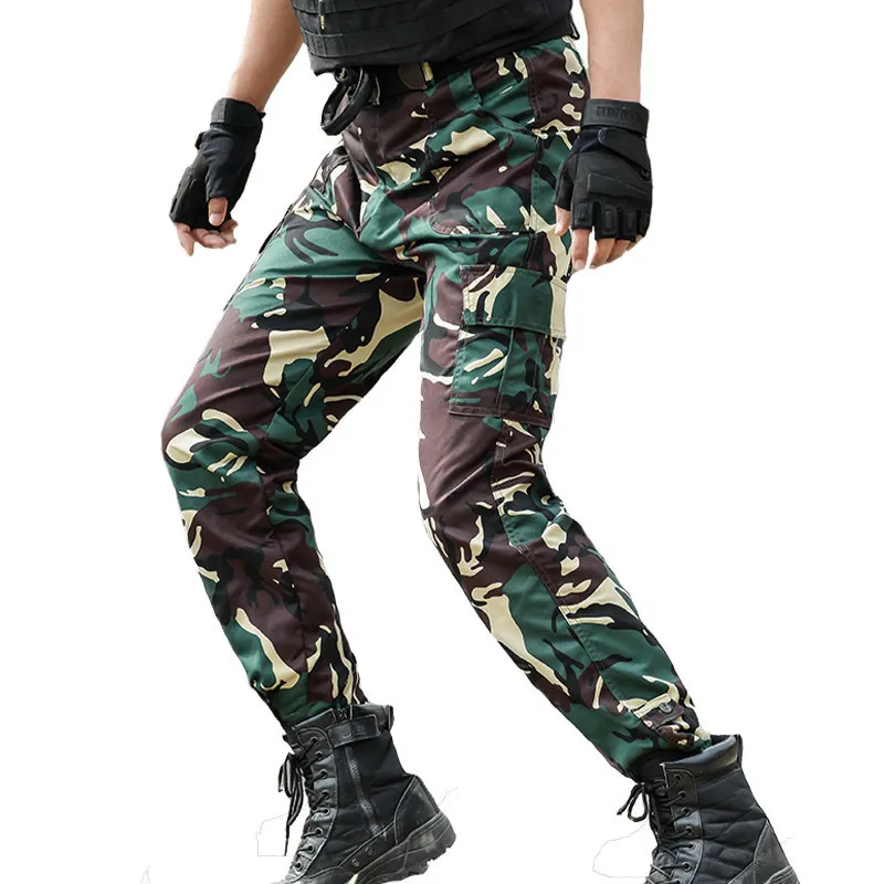 Тактические грузовые брюки Мужчины военные черный Python камуфляж боевой армии работают охотничьи брюки пробежки Pantalon Homme 220303