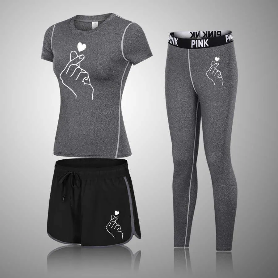 Marque Vêtements de sport pour femmes Yoga Set Fitness Gym Vêtements Running Tennis t-shirt Leggings Jogging Workout Sport Suit 210802
