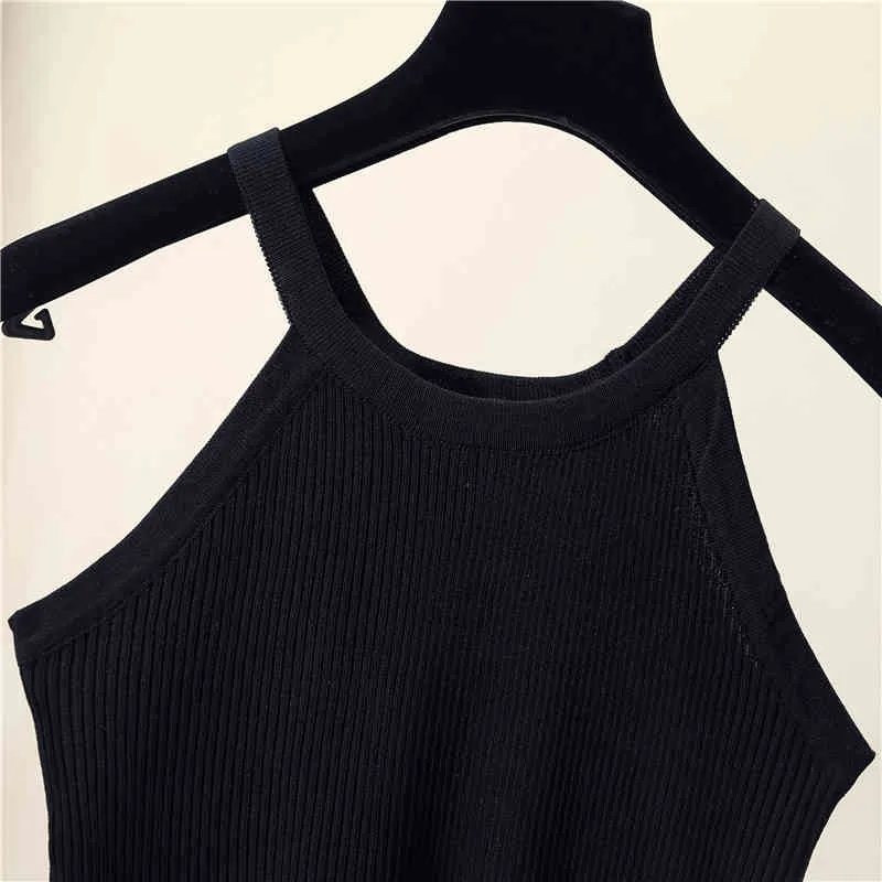 Summer Clothing O Neck Sleeveless Crop Top White Women Black Casual Basic T Shirt Off Shoulder Sexy Backless Tank 13644 210508