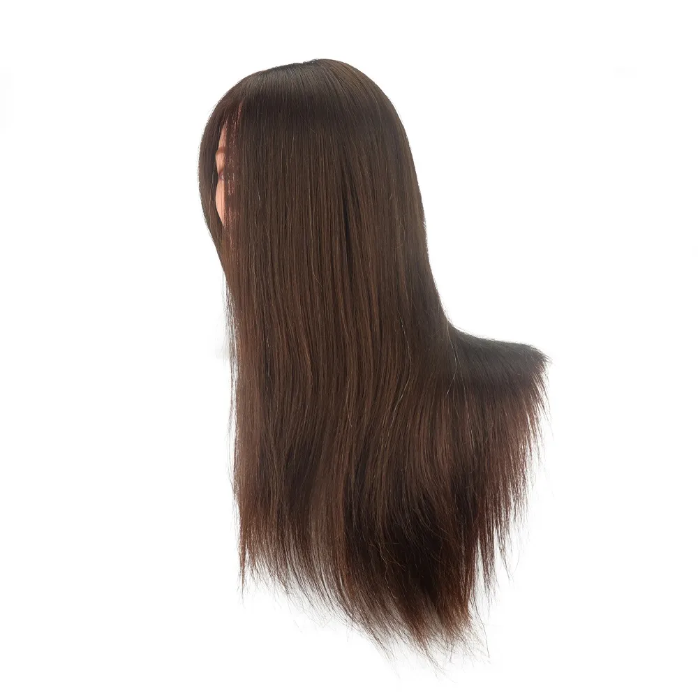 18 inch brown 100 Real Human Hair Training hair Hairdresser Mannequin heads Doll head Long Hair Hairstyle Practice head Beauty2804553