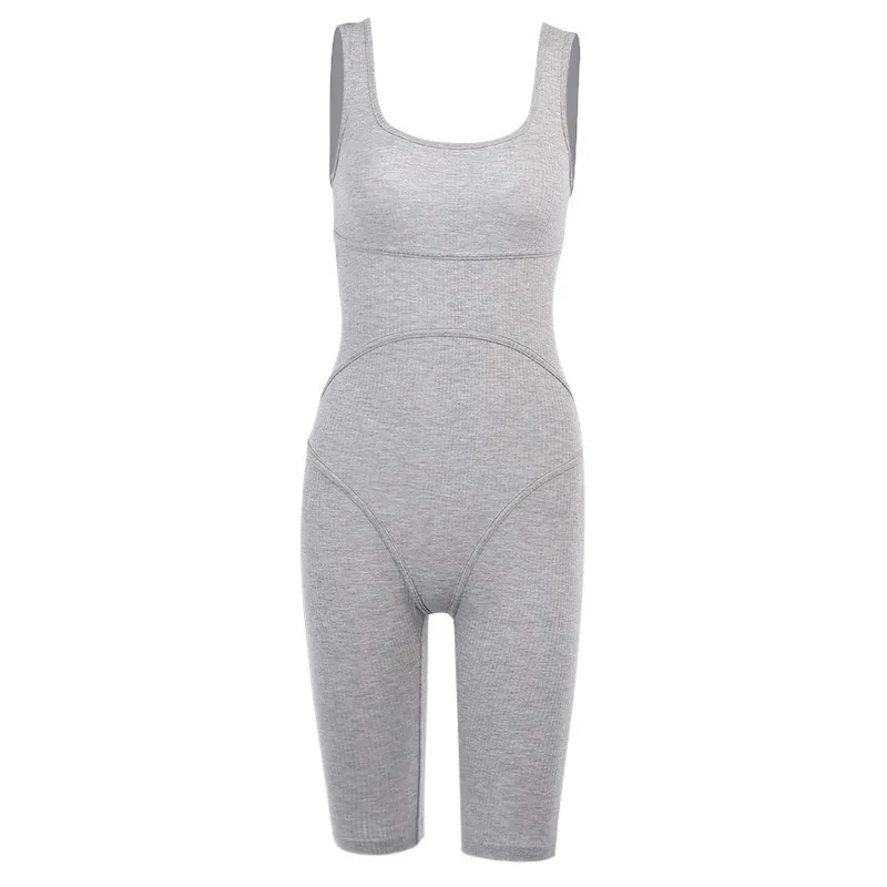 Ezgaga Overall Frauen Ärmellose Sport Fitness Damen Bodycon Feste Workout Bodysuit Weibliche Kleidung Sexy Casual Mode 210430