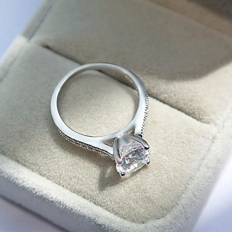 Natural 925 Silver Ring Women Engagement Luxury 1 0ct Lab Diamond Wedding Bridal Fine Jewelry Gift J-035195z