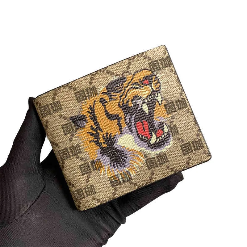 Purses new simple leather short wallet men's printed fashion cowhide Wallets246x