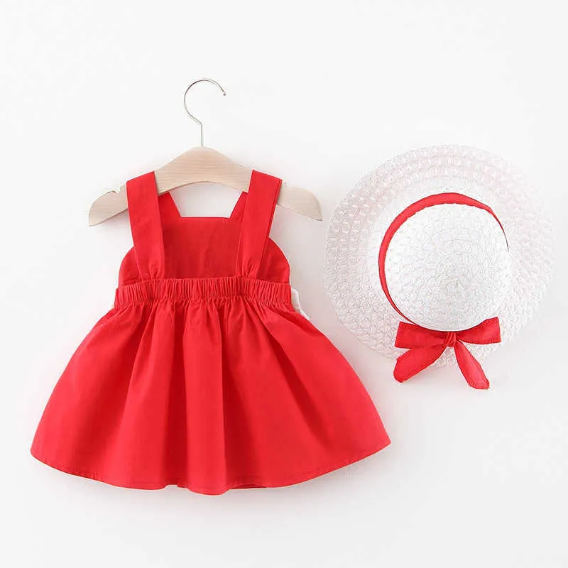 2021 nette Sommer Baby Mädchen Kleid Für Neugeborene Baby Mädchen Kleidung Prinzessin Kleider 1st Geburtstag Kleid Mit Hut 0-2Y Vestidos q0716