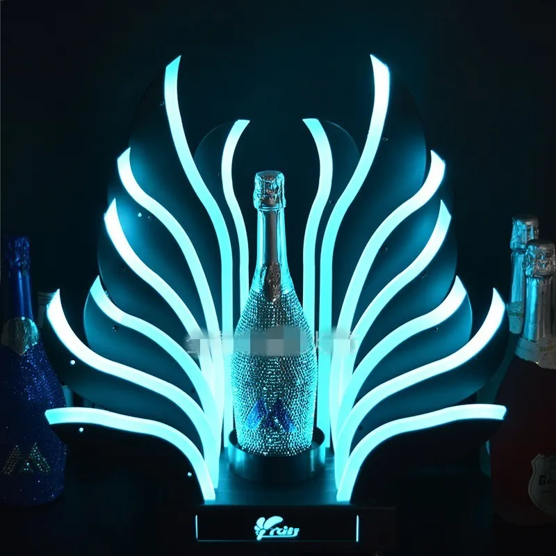 Paon Queue LED Bar Lumineux Porte-Bouteille De Vin Rechargeable Champagne Cocktail Whisky Drinkware Présentoir Pour Disco Party Ni299B