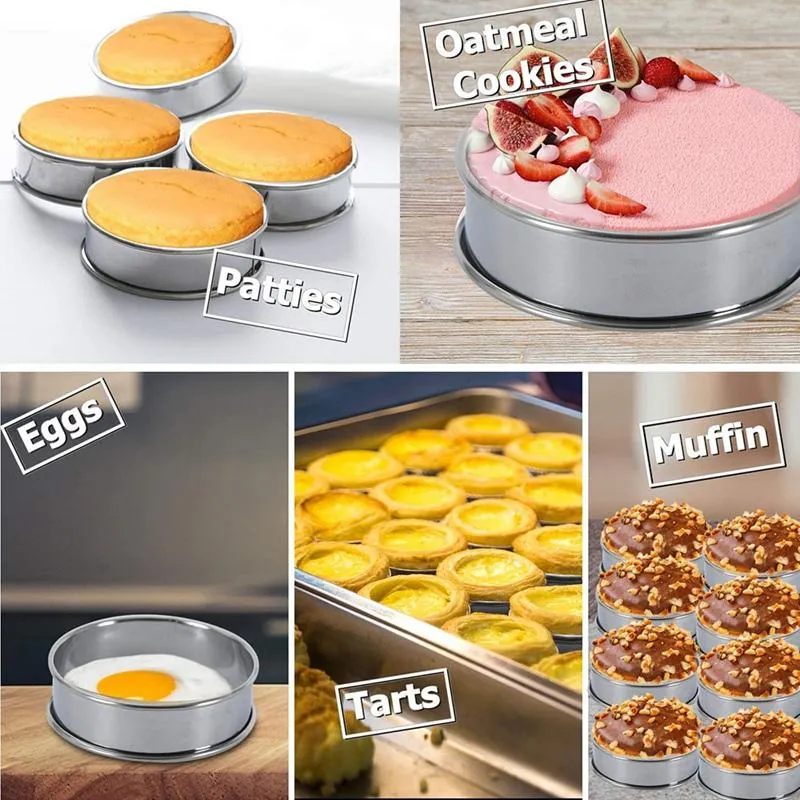 Baking Moulds Double Rolled Tart Rings English Muffin Crumpet For Cooking Shortbread Pastry Flan Mousse Cake Ring2703