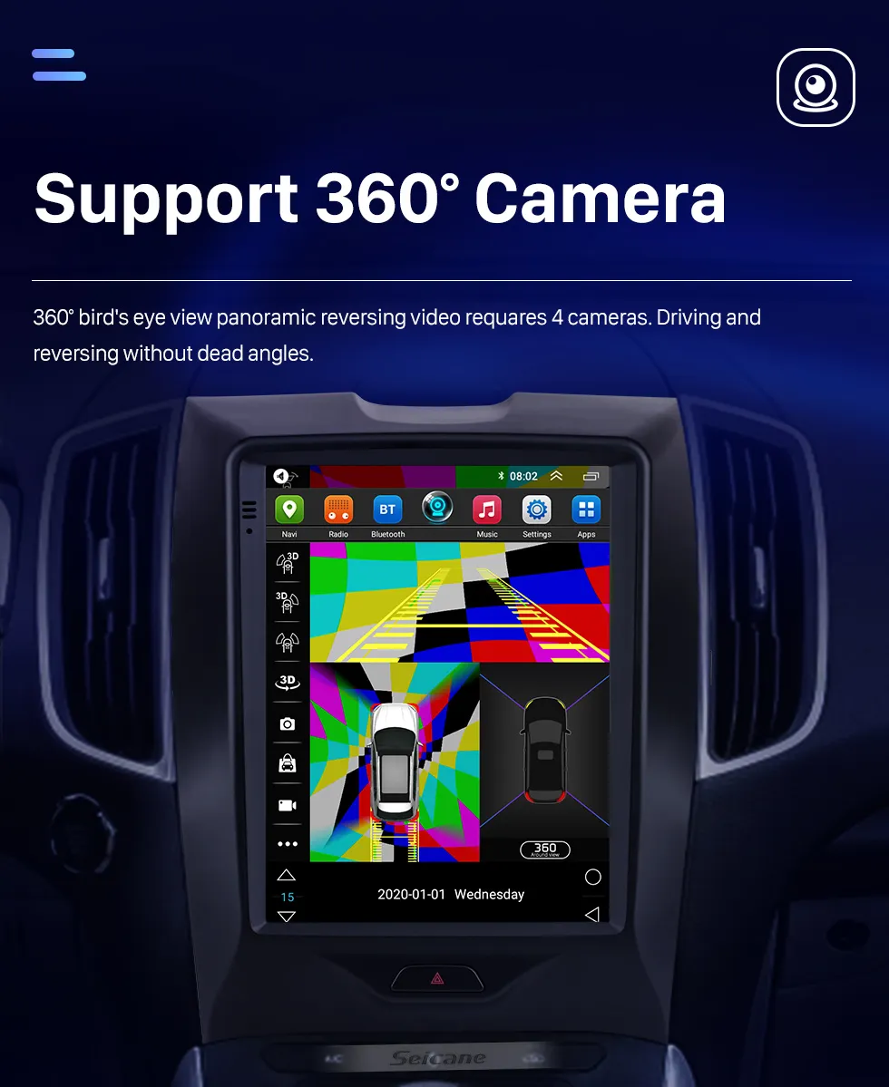 Lecteur dvd de voiture unité principale GPS Radio stéréo 4G pour 2015-2018 Ford Edge 9.7 pouces Android 10.0 API 29 2 + 32G DSP IPS
